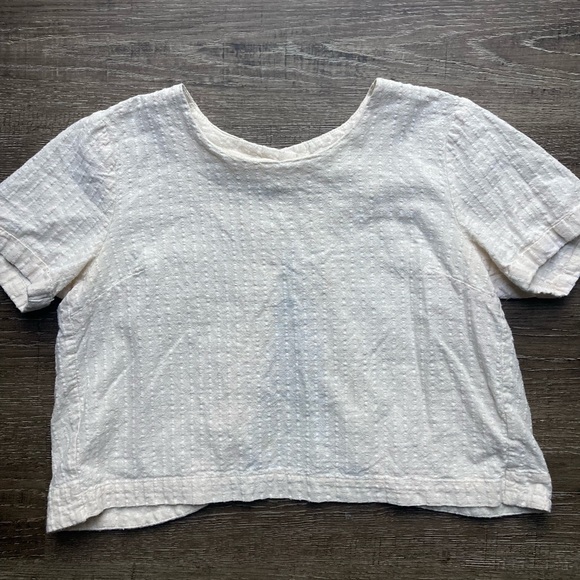 mo:vint Modern Vintage New York Cropped Cream Button Back Top Size Small - Picture 1 of 3